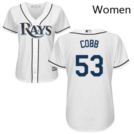 Womens Majestic Tampa Bay Rays 53 Alex Cobb Authentic White Home Cool Base MLB Jersey